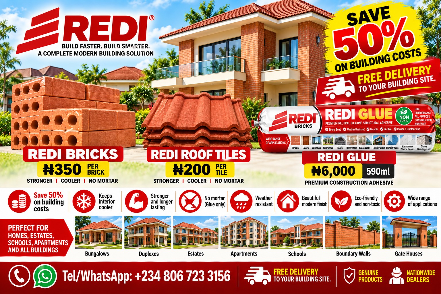 REDI Bricks, REDI Roof Tiles and REDI Glue